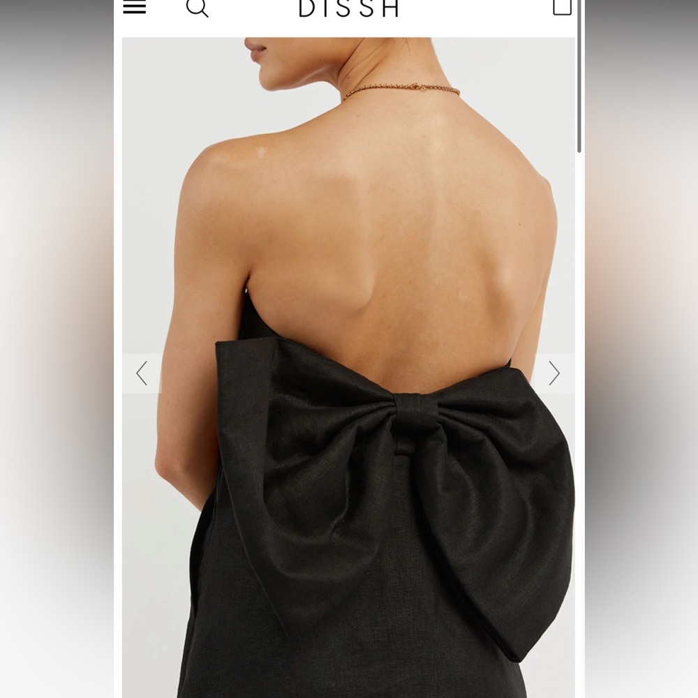 DISSH Aisle Black Linen Back Bow Dress